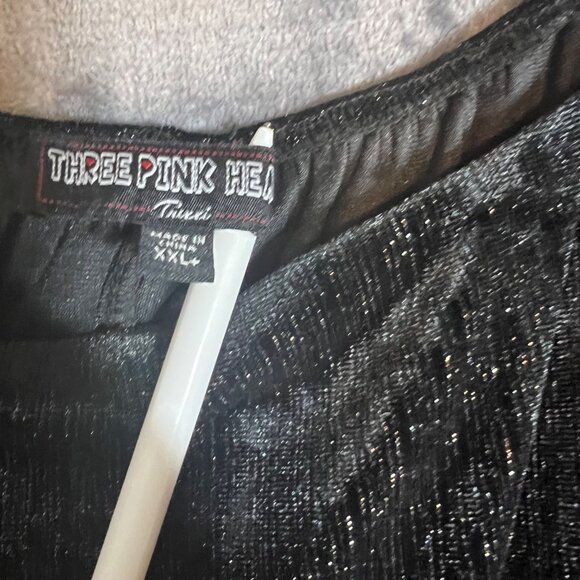 Three Pink Hearts Black Silver Jumpsuit XXL  Women's One-Piece Relaxed Fit Velve - Picture 3 of 7